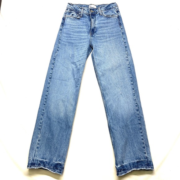 Zara Denim - Zara Mom Jeans Womens Blue 4 24x30 Blue Denim Light Wash Straight Leg 5 Pocket